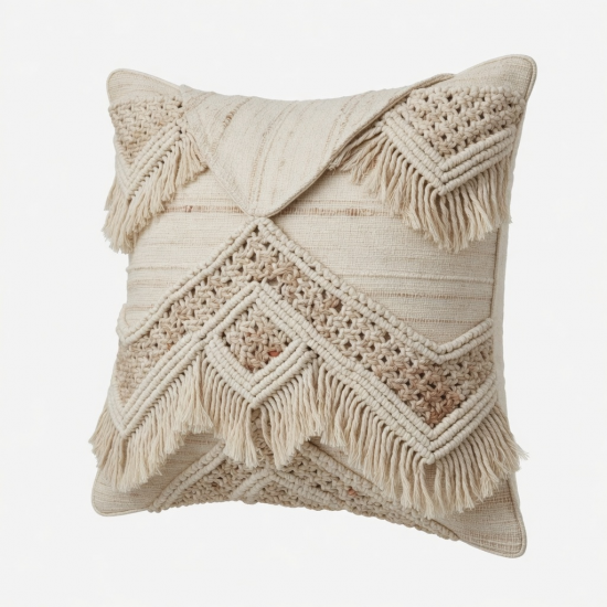 Throw Pillow Covers Woven Boho Macrame Cushion Case for Bed Sofa Couch Bench Car Home Decor Comfy Square