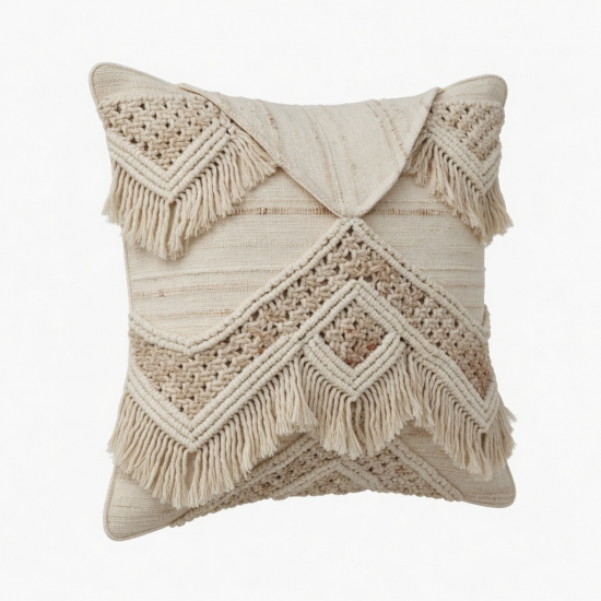 Throw Pillow Covers Woven Boho Macrame Cushion Case for Bed Sofa Couch Bench Car Home Decor Comfy Square