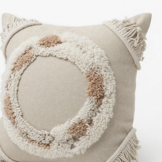 Nordic Macrame Tufted Pillow for Case Boho Irregular Circle Pattern Cushion Cove