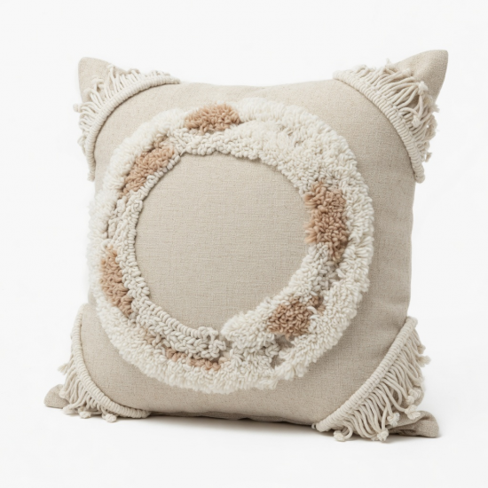 Nordic Macrame Tufted Pillow for Case Boho Irregular Circle Pattern Cushion Cove