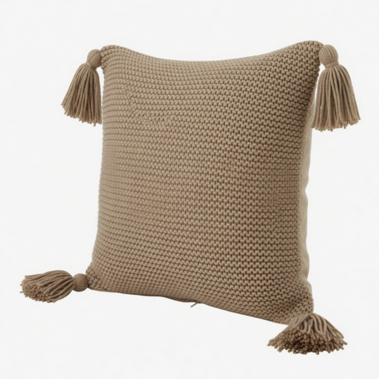 Nordic Knitted Throw Pillow for Case with Tassel Solid Color Square Cushion Cove