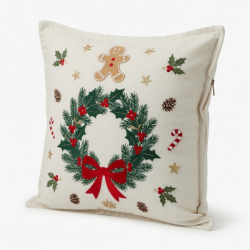 Embroidered Pillow Cover Comfortable Christmas Themed Removable Cushion Case