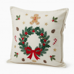 Embroidered Pillow Cover Comfortable Christmas Themed Removable Cushion Case