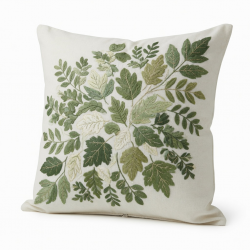 Embroidered Leaf Decorative Pillow Cover For Seasonal Interior Design