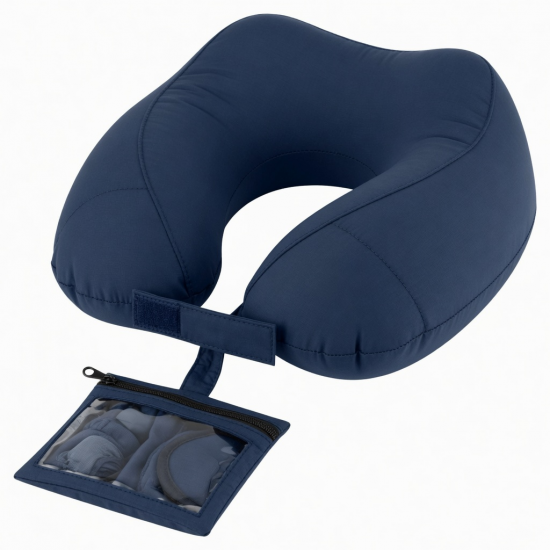 Multi-Purpose Travel Pillow with Storage Bag: Inflatable Neck Support & Portable Organizer