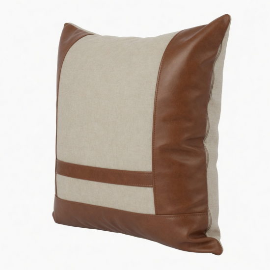 PU Splicing Linen Pillow Cover Snugglys Removable Warm Waist Pillow Case