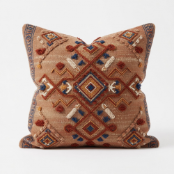 Boho Ethnic Woven Tufted Pillow for Case 3D Embroidery Geometric Cushion Cover D