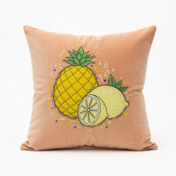 Nordic Yellow Series Decorative Throw Pillow for Case Pineapple Lemon Graphic Print Polyester Peach Velvet