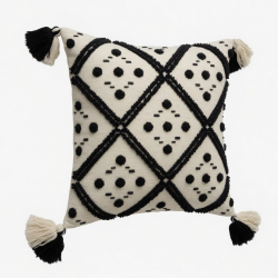 Nordic Modern Minimalist Throw Pillow for Case Farmhouse Black Cream Geometric Tufted Tassels Decorative