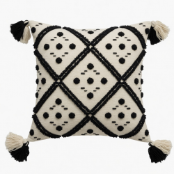 Nordic Modern Minimalist Throw Pillow for Case Farmhouse Black Cream Geometric Tufted Tassels Decorative