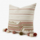 Modern Minimalist Woven Tufted Throw Pillow for Case Boho Farmhouse Embroidery Striped Line Pompoms