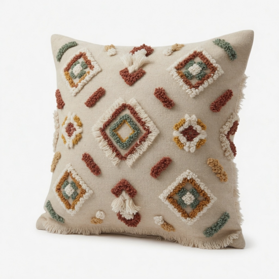 Boho Decorative Throw Pillow Cover Soft Woven Tufted Pillow for Case Cushion Cases for Sofa Couch Bedroom Car