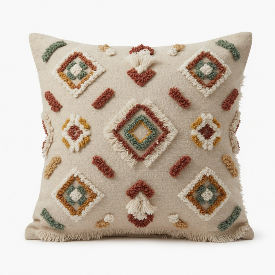 Boho Decorative Throw Pillow Cover Soft Woven Tufted Pillow for Case Cushion Cases for Sofa Couch Bedroom Car