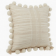 Nordic Minimalist Solid Color Throw Pillow for Case with Pompoms Fringe Striped Jacquard Pattern Decorative