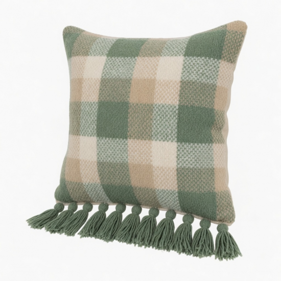 Decorative Throw Pillow for Case Chenille Knitted Plaid Solid Tassel Cushion Cov