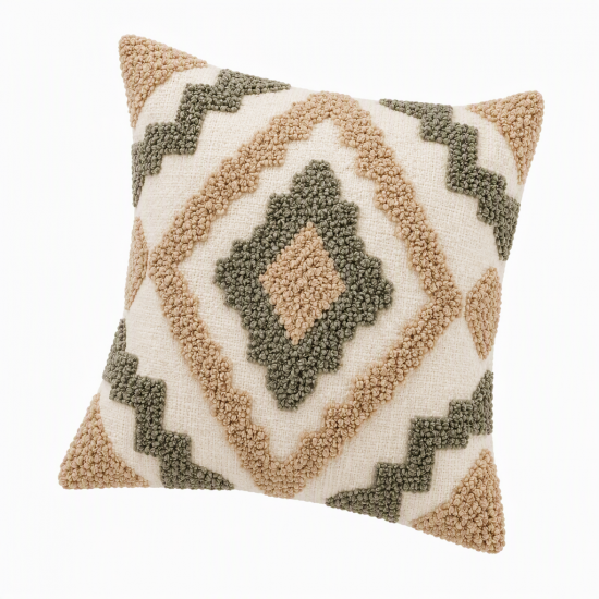 Tufted Throw Pillow for Case Morocan Abstract Geometric Embroidery Cushion Cover